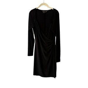 Kamalikulture Norma Kamali Faux Wrap‎ Dress Black Large Long Sleeves